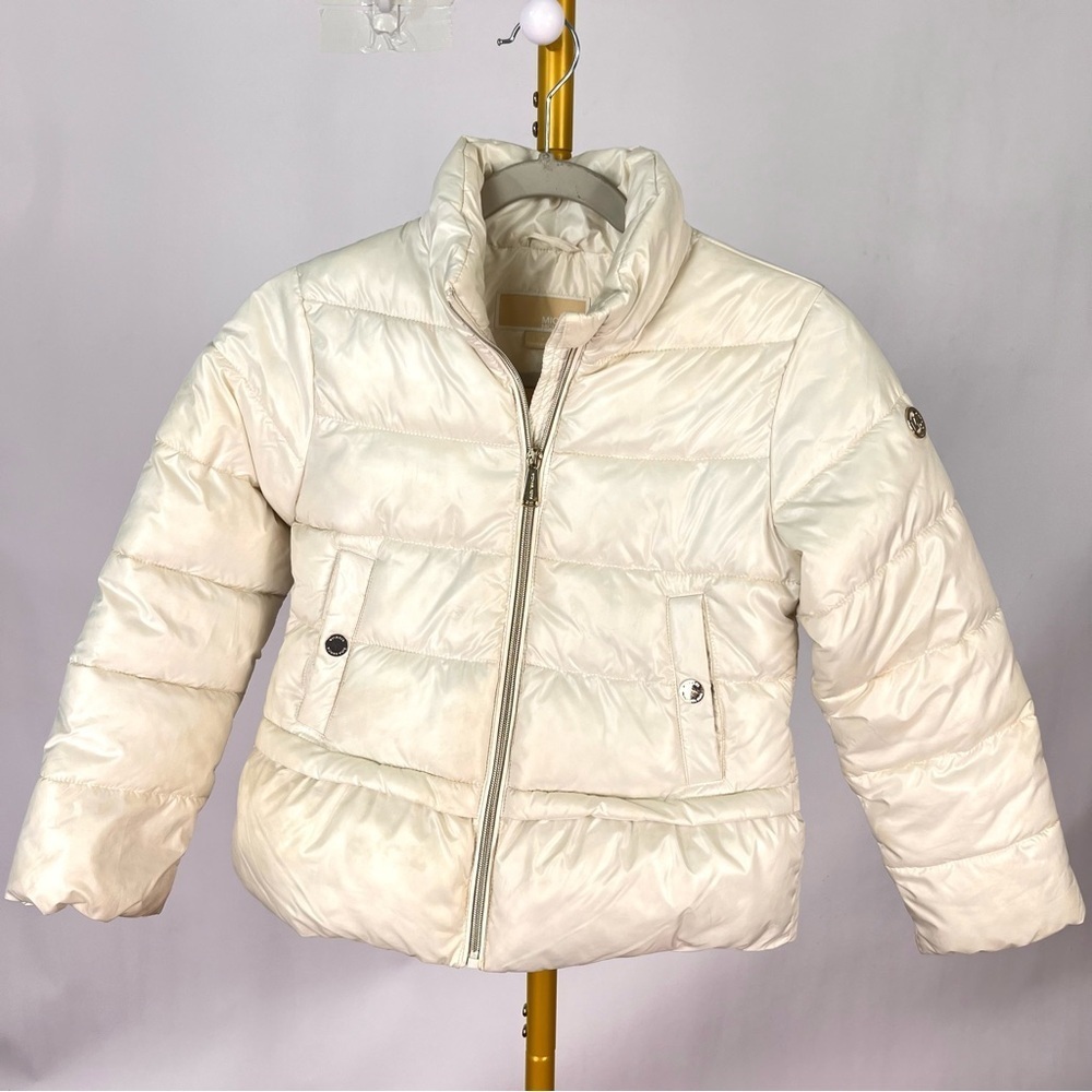 Girls Michael Kors Off White Cream Ivory Puffer Coat Jacket Sz 7 / 8 kids